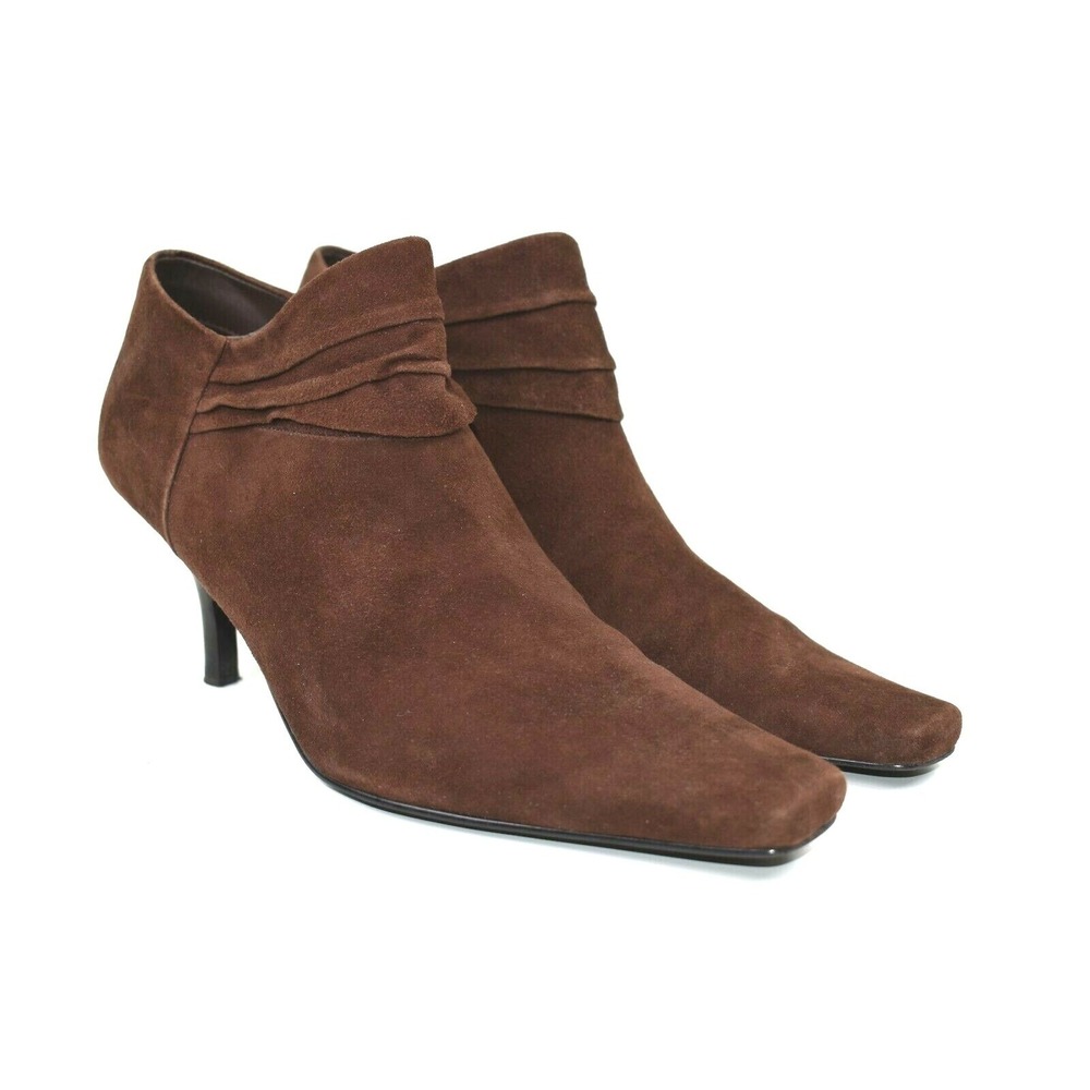 Bandolino C-Bab Women's Size 8 M Brown Suede Zip Ankle Booties Heel